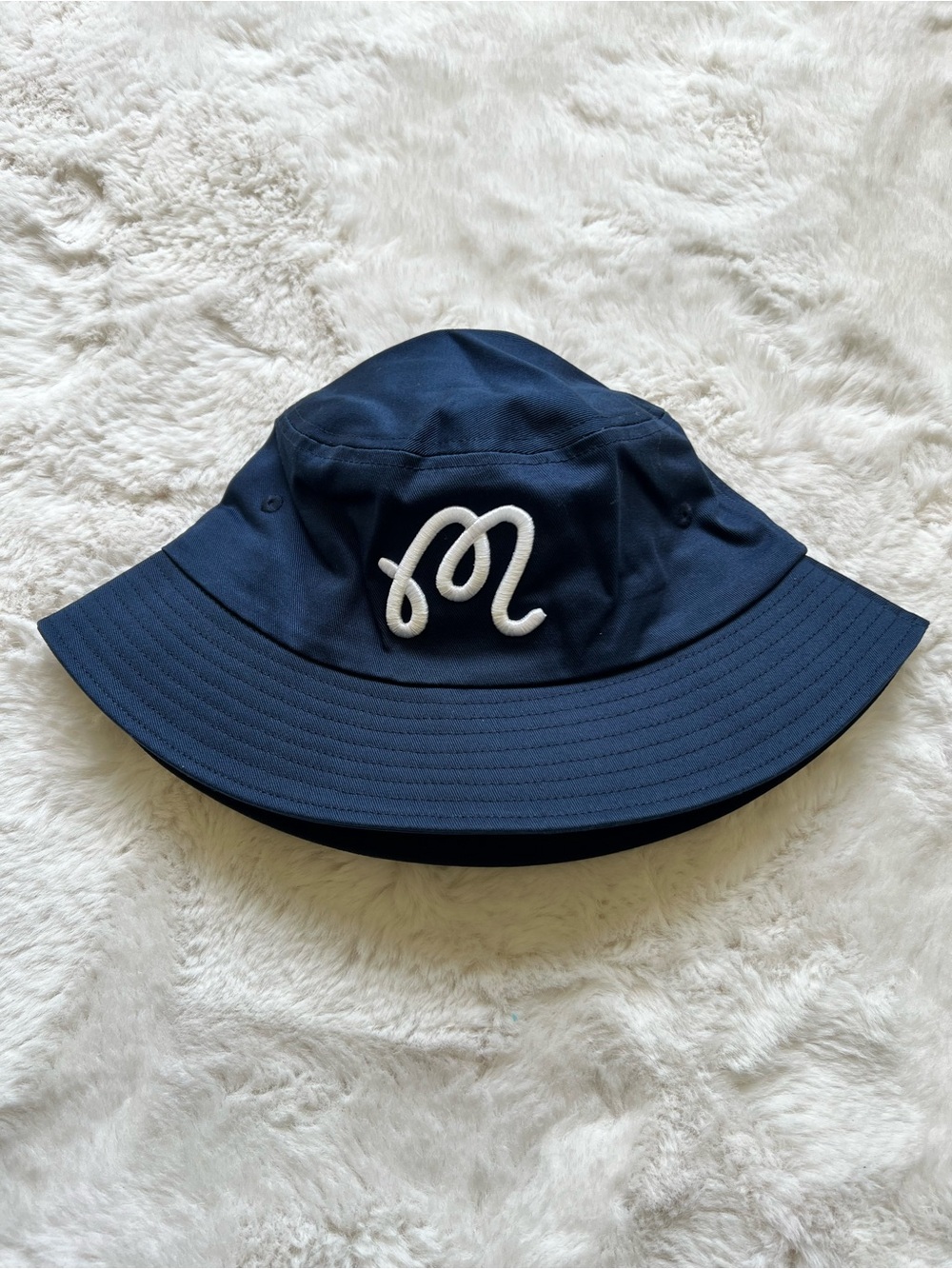 Malbon Navy Bucket Hat with White Rope 'M' Accent OS NWOT